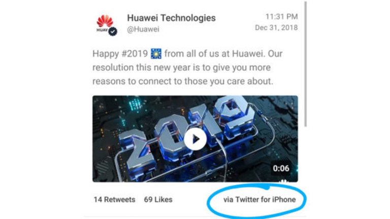 Huawei nos desea un feliz 2019 desde... un iPhone