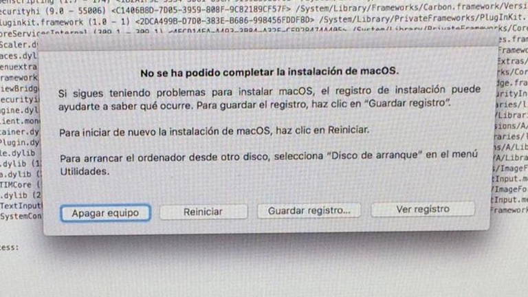 Solución a "No se ha podido completar la instalación de macOS"