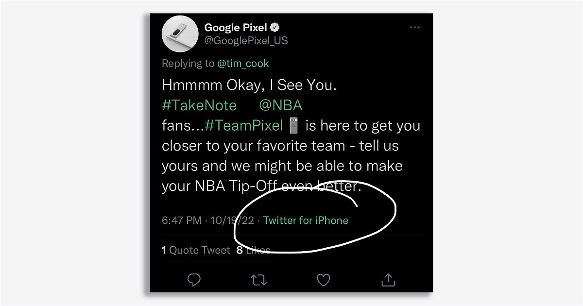 La cuenta de Google tuitea desde un… iPhone