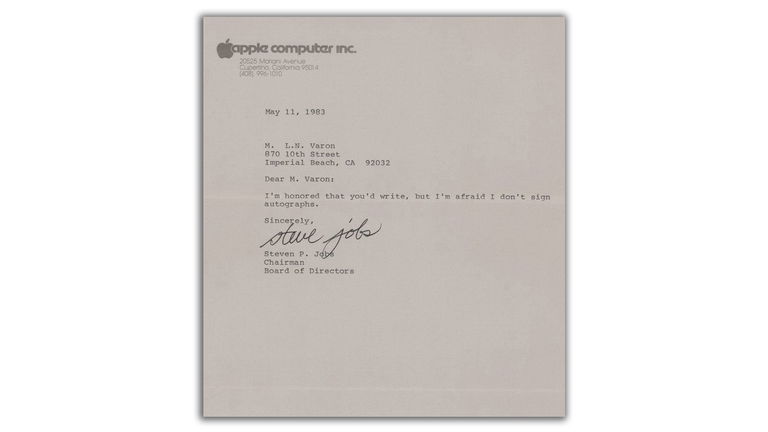 En 1983 escribieron a Steve Jobs una carta pidiendo un autógrafo, y esto es lo que respondió