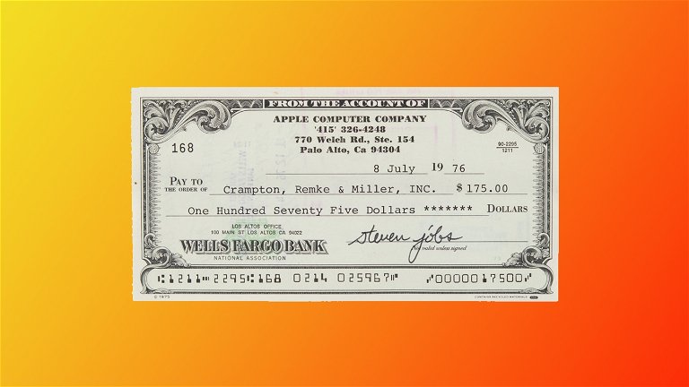 Steve Jobs firmó un cheque de 175$ en 1976 y ahora tiene este valor