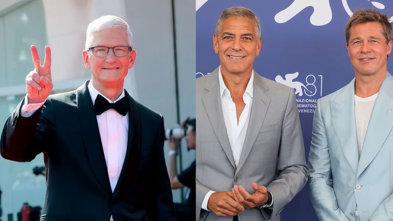 Tim Cook, George Clooney y Brad Pitt salen ovacionados del Festival de Cine de Venecia