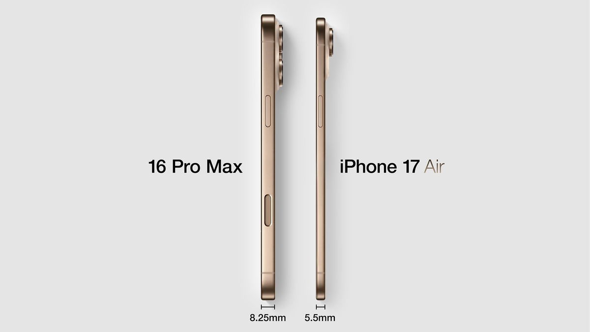 The iPhone 17 Air is surprisingly thin compared to the iPhone 16.